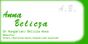 anna belicza business card